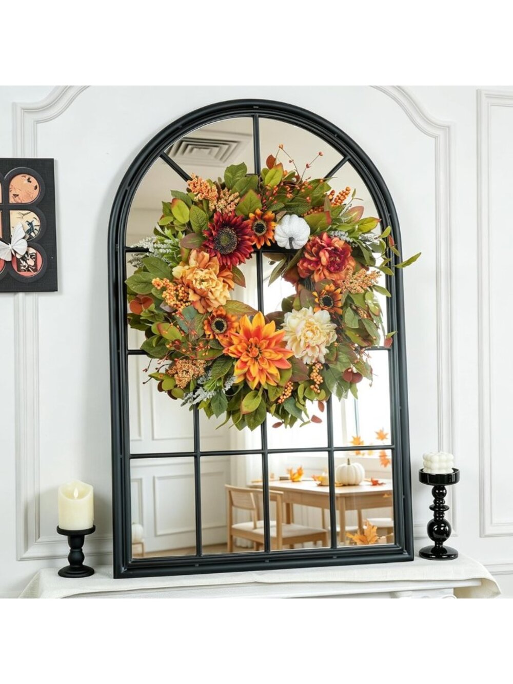 24-Inch Autumn Wreath for Front Door - Fall Decor with Peonies & Foliage - Picture 8 of 8